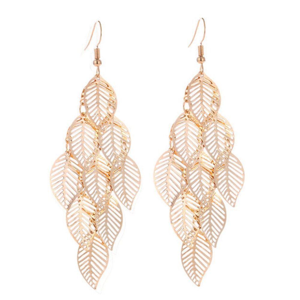 3For$20 Gold Multi-layer Hollow Leaf Earrings